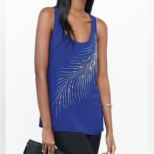 Express Sequin Feather Tank Top